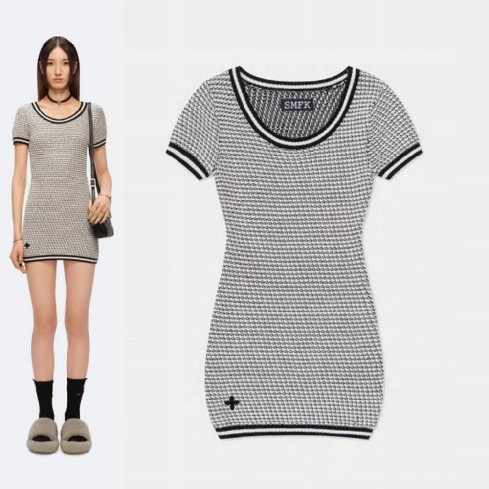 SMFK NEW Vintage College Lock‎ Knit Dress Small Bratzcore Alt Girl Retro Asian